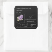 Apothecary Lilac Label Quadratischer Aufkleber (Tasche)