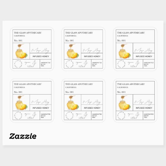 Apothecary Mango Infoblatt Quadratischer Aufkleber (Blatt)