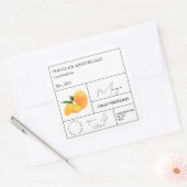 Apothecary Mango Label Quadratischer Aufkleber (Umschlag)