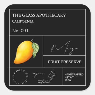 Apothecary Mango Label Quadratischer Aufkleber