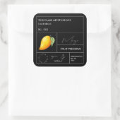 Apothecary Mango Label Quadratischer Aufkleber (Tasche)