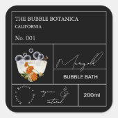 Apothecary Marigold Bubble Bath Label Quadratischer Aufkleber (Vorderseite)