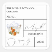 Apothecary Marigold Bubble Bath Label Quadratischer Aufkleber (Vorderseite)