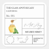 Apothecary Mint Infted Honey Label Quadratischer Aufkleber (Vorderseite)