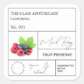 Apothecary Mixed Berry Label Quadratischer Aufkleber (Vorderseite)