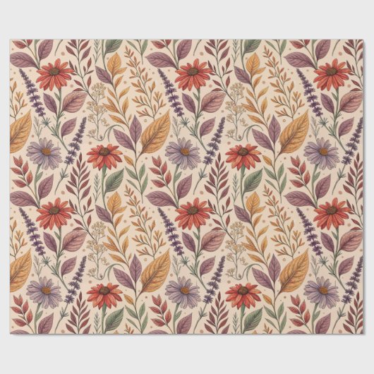 Apothecary Moody Autumn Floral Wrap Geschenkpapier (Flach)