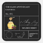 Apothecary Mulberry Infted Honey Label Quadratischer Aufkleber (Vorderseite)