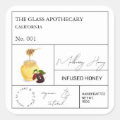 Apothecary Mulberry Infted Honey Label Quadratischer Aufkleber (Vorderseite)