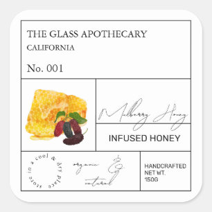 Apothecary Mulberry Infted Honey Label Quadratischer Aufkleber