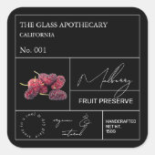 Apothecary Mulberry Label Quadratischer Aufkleber (Vorderseite)