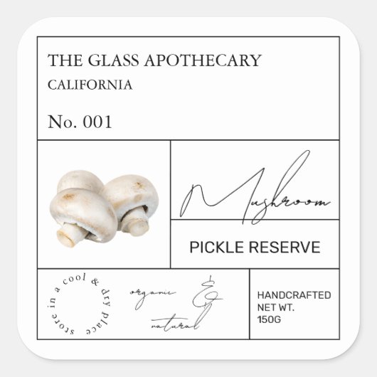 Apothecary Mushroom Label Quadratischer Aufkleber (Vorderseite)