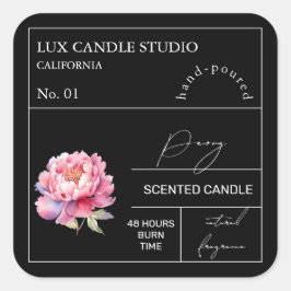 Apothecary Peony Scented Candle Label Quadratischer Aufkleber