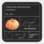 Apothecary Pumpkin-Label Quadratischer Aufkleber (Vorderseite)