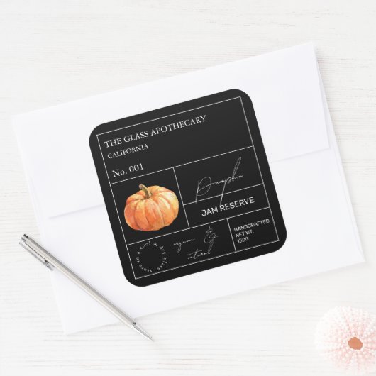 Apothecary Pumpkin-Label Quadratischer Aufkleber (Umschlag)