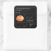 Apothecary Pumpkin-Label Quadratischer Aufkleber (Tasche)