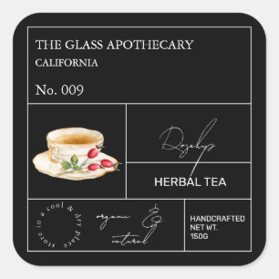 Apothecary Rosehip Kräutertee Quadratischer Aufkleber