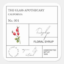 Apothecary Rosehip Label Quadratischer Aufkleber