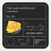 Apothecary Rosemary Infted Honey Label Quadratischer Aufkleber (Vorderseite)