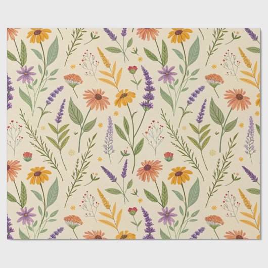 Apothecary Summer Herbal Bloom Pattern Geschenkpapier (Flach)