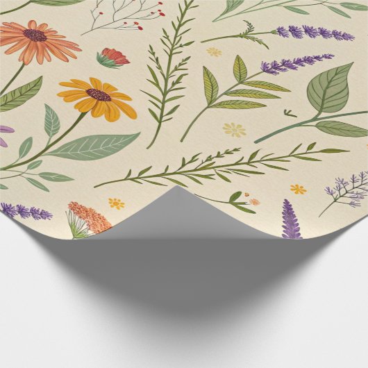 Apothecary Summer Herbal Bloom Pattern Geschenkpapier (Ecke)