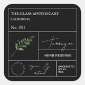 Apothecary Tarragon Label Quadratischer Aufkleber (Vorderseite)
