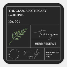 Apothecary Tarragon Label Quadratischer Aufkleber