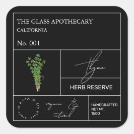 Apothecary Thyme Label Quadratischer Aufkleber