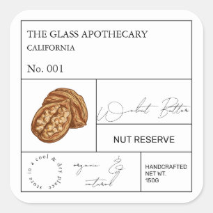 Apothecary Walnut Label Quadratischer Aufkleber