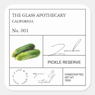 Apothecary Zucchini Quadratischer Aufkleber