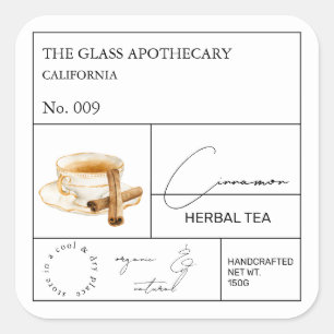 Apothekar Cinnamon Herbal Teezeichen Quadratischer Aufkleber