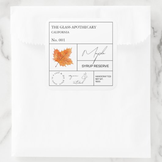 Apothekarisches Ahornsirup Quadratischer Aufkleber (Tasche)