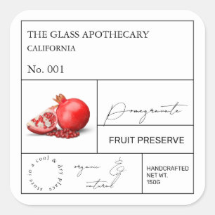 Apothekarisches Granatapfel Quadratischer Aufkleber