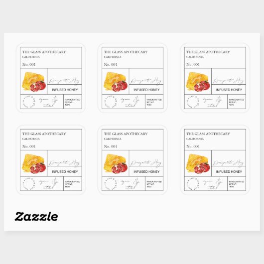 Apothekarisches Granatapfelblatt Quadratischer Aufkleber (Blatt)