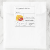 Apothekarisches Granatapfelblatt Quadratischer Aufkleber (Tasche)