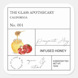 Apothekarisches Granatapfelblatt Quadratischer Aufkleber