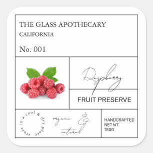 Apothekarisches Himbeerlabel Quadratischer Aufkleber