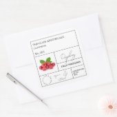 Apothekarisches Himbeerlabel Quadratischer Aufkleber (Umschlag)