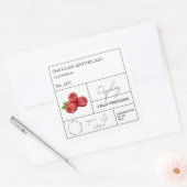 Apothekarisches Himbeerlabel Quadratischer Aufkleber (Umschlag)