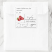 Apothekarisches Himbeerlabel Quadratischer Aufkleber (Tasche)