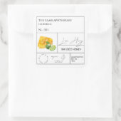 Apothekarisches Limones Honiglabel Quadratischer Aufkleber (Tasche)