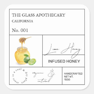 Apothekarisches Limones Honiglabel Quadratischer Aufkleber