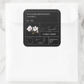 Apothekarisches Magnolienlabel Quadratischer Aufkleber (Tasche)