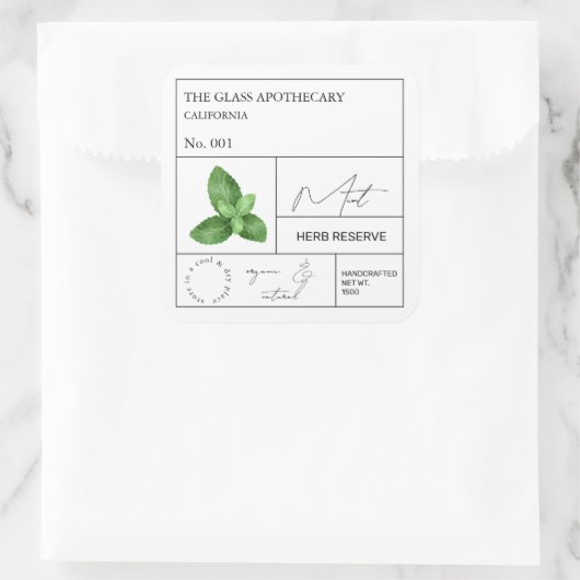 Apothekarisches Münzzeichen Quadratischer Aufkleber (Tasche)