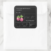 Apothekarisches Passion Fruchtlabel Quadratischer Aufkleber (Tasche)
