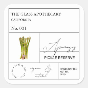 Apothekarisches Spargel Quadratischer Aufkleber