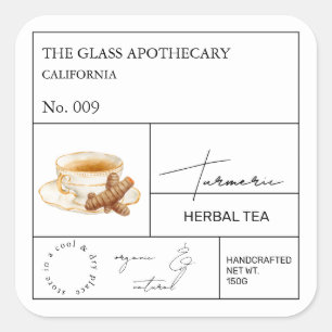 Apothekarisches Turmherbal-Teezeichen Quadratischer Aufkleber
