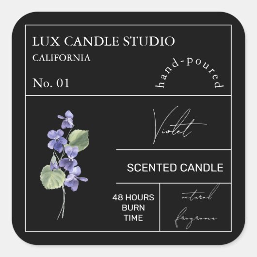 Apothekarisches Violet-Duftkronensiegel Quadratischer Aufkleber (Vorderseite)