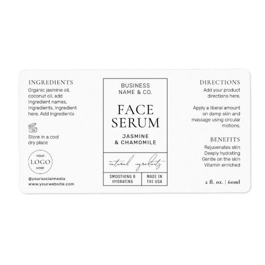 Apothekarstil Modernes Kosmetisches Flaschenetiket (Vorne)