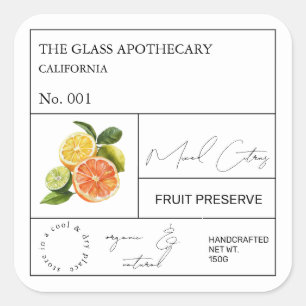 Apothekary Mixed Citrus Label Quadratischer Aufkleber