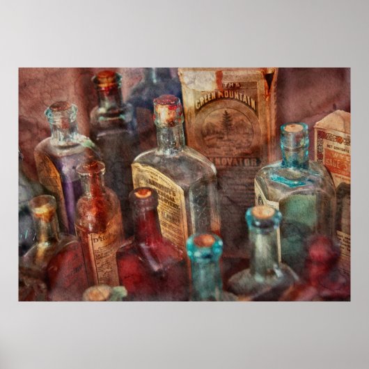 Apotheke - Eine Serie von Flaschen Poster (Vorne)